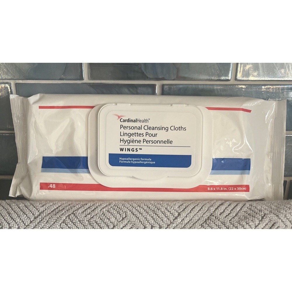 CardinalHealth Wings‎ Personal Cleansing Wipes 8.6" X 11.8" # 5199S 48 Wipes NEW